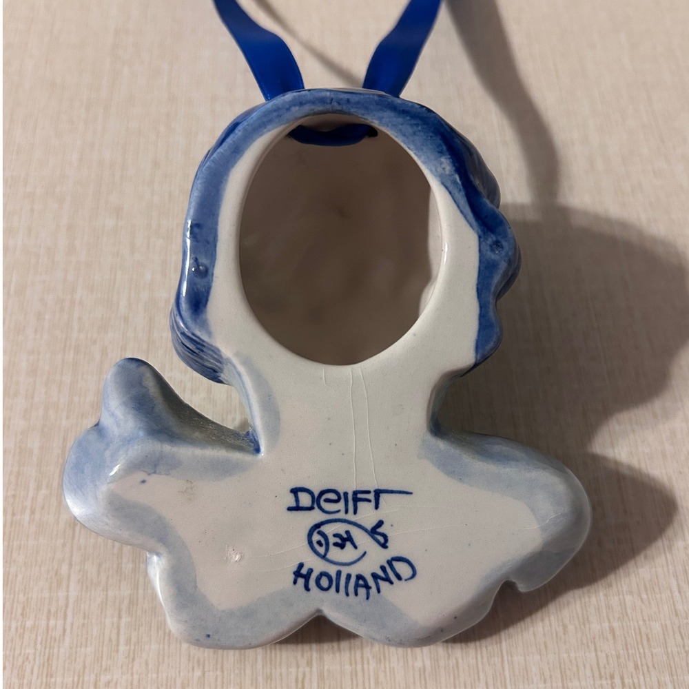Delft Ornament Blue White Ceramic Cherub Angel Head Holland Small - Picture 2 of 3
